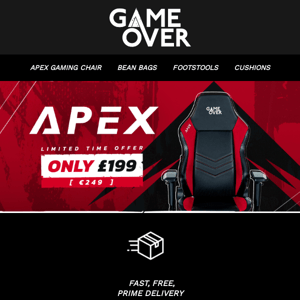 🎁 £/€ 100 OFF the APEX Gaming Chair | Limited ⏰ Time Offer