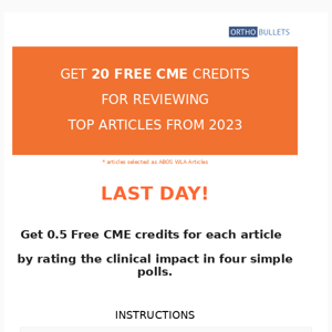 Get 20 Free CME Credits for Reviewing Key Articles Before Year's End - Last Day!