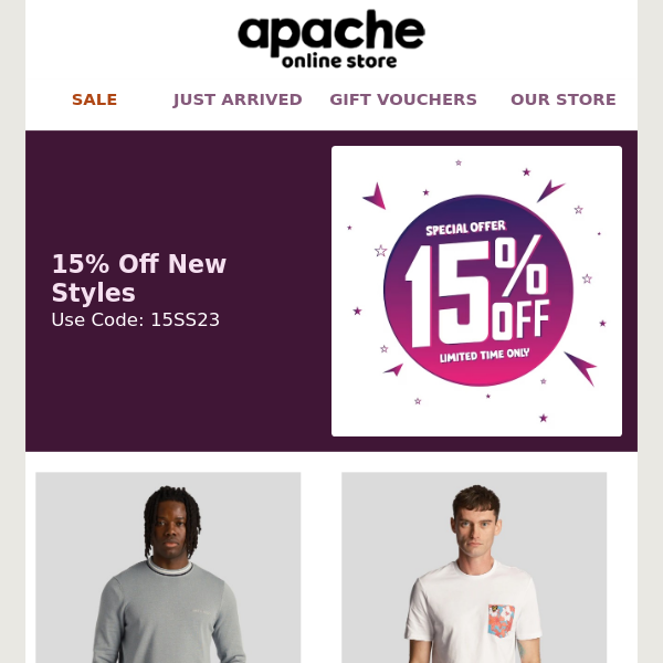 Apache Your 15% Code Off New Styles is Inside