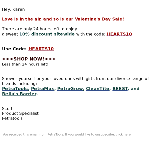 Only 24 Hours Left to Save on Valentine’s Day Treats Petra Tools