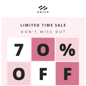70% OFF Everything
