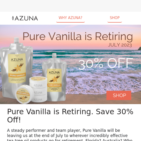 We're Saying Farewell to Pure Vanilla - Save 30% Off 📣