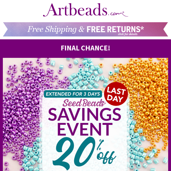 FINAL CHANCE for Seed Bead Deals! Get 20% Off Now!