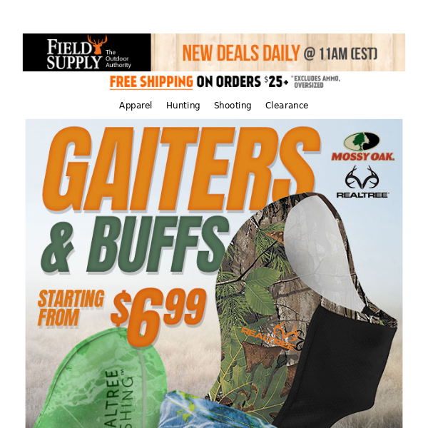 🚨 $6.99 Camo Gaiters & Buffs 🚨