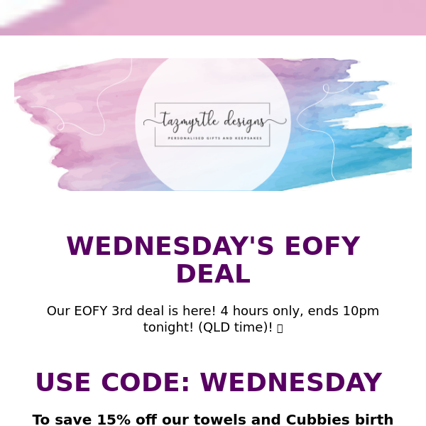 4 hours only! ⏳ Wednesday's EOFY Deal!