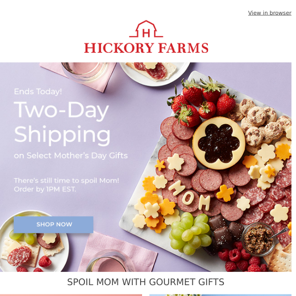 Two-day shipping for Mother’s Day ends at 1 PM EST