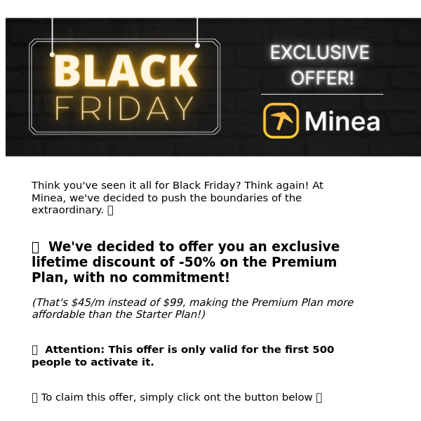 🎁 Black Friday Minea - Your Exclusive Offer!