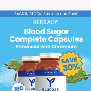 🚨BACK IN STOCK: Get 30% OFF Blood Sugar Capsules