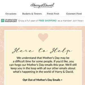 Want to skip our Mother's Day emails?