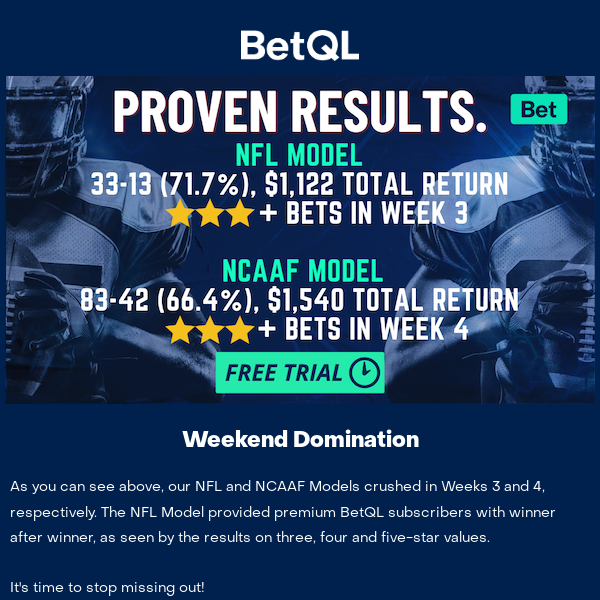 BetQL's +210 NFL Parlay Pick