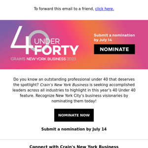 Nominate a Leader for 40 Under 40