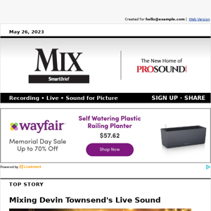 Mixing Devin Townsend Live / New Alcons Audio Gear / Steve Albini on Recording Nirvana / Avid Up for Sale? / Buy Geoff Emerick's Home / Backwoodz Studioz / Tina Turner's 'Private Dancer' Tour / More!