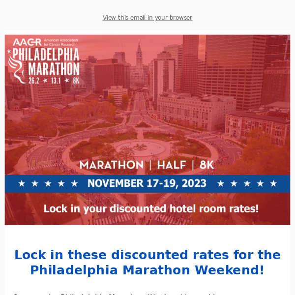 Don't miss special incentives for housing for the Philadelphia Marathon Weekend!