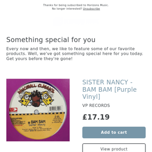 ARRIVED! SISTER NANCY - BAM BAM [Purple Vinyl] [VP RECORDS]