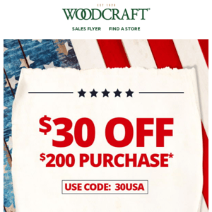 🚨 Woodcraft's $30 Off $200 Ends Today!  🚨