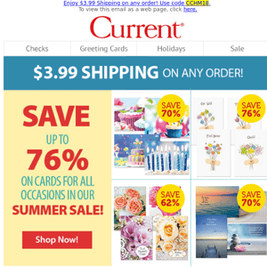 Summer sale on greeting cards, plus they ship for $3.99