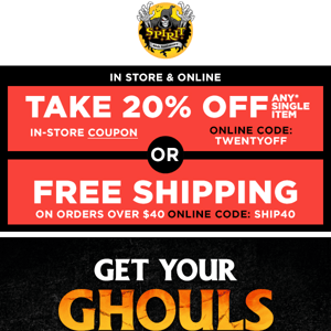 Get 20% Off on Any Item at Spirit Halloween Online and In-Store 🎃