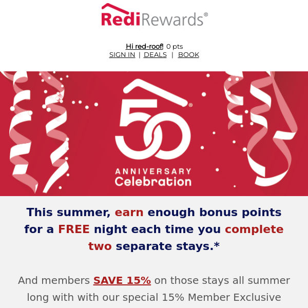 Earn a Night on Us, Red Roof 🙌