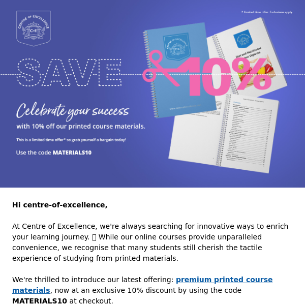 📖 New offer: 10% Off Premium Printed Course Materials!