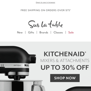 Get in the mix with KitchenAid up to 30% off.