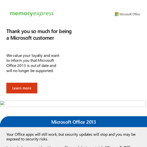 Support for Microsoft Office 2013 is ending soon - Discover Microsoft Office 2021 for your business at Memory Express!