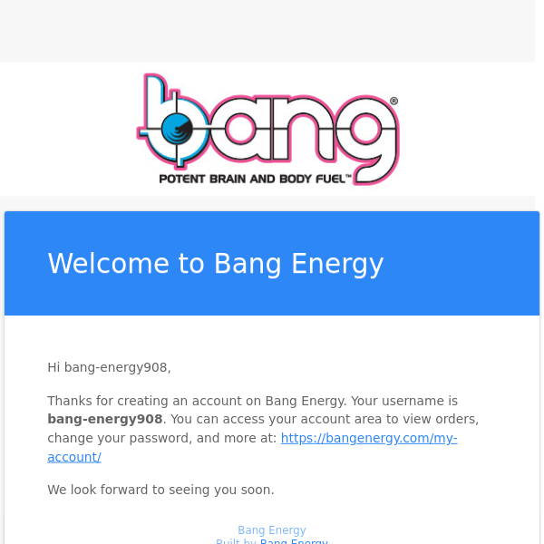Your Bang Energy account has been created!