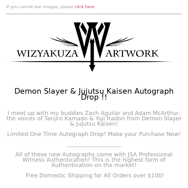 Demon Slayer & Jujutsu Kaisen Autograph Drop! || Wizyakuza.com