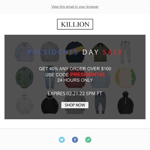 🔥Killion: 40% Off SiteWide! Presidents' Day Sale. 🔥