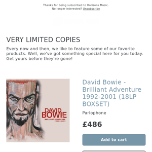 FIND! David Bowie - Brilliant Adventure 1992-2001 (18LP BOXSET)