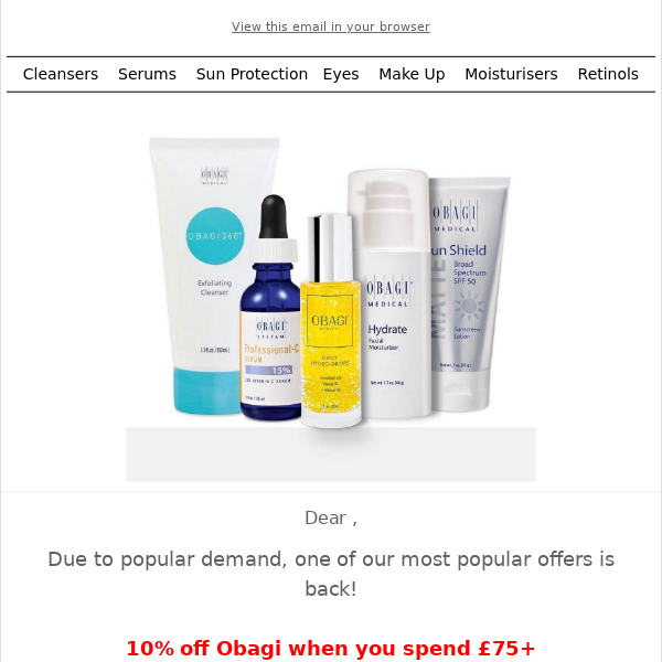 Obagi 10% off & Dispatch NOW