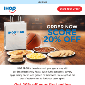Victory’s Sweeter with 20% Off To-Go Orders 🏀🥞​