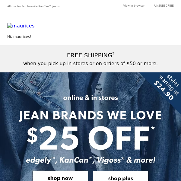 $25 off 👖 brands we ❤️