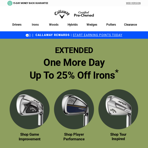 EXTENDED: Up To 25% Off Irons + Up To 30% Off Women's Clubs