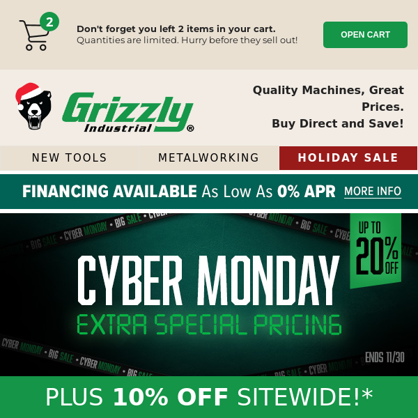 Cyber Monday alert! 10% off sitewide plus extra special deals