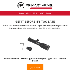 🔥 Running low on SureFire M640U Scout Light Pro Weapon Light 1000 Lumens Black! 🔥