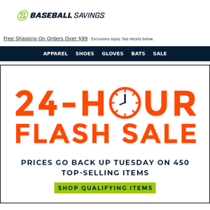 Final Hours For Baseball’s Best Flash Sale!