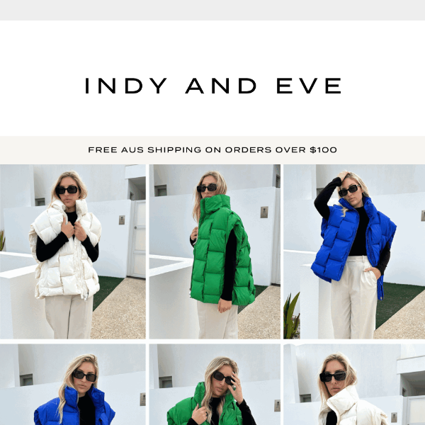 HURRY! Indy & Eve Puffer Vests BACK IN STOCK! 🤍