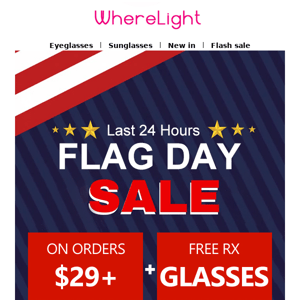 Ending Soon！Flag Day Big sale ! $0 Rx Glasses！