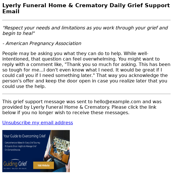 Daily Grief Support Email