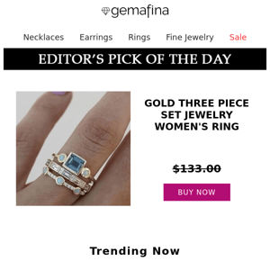 Editor's Pick: Gold three piece set jewelry women's ring