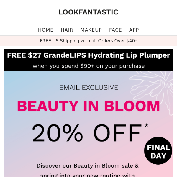 FINAL DAY for 20% off Beauty In Bloom Sale 🌷