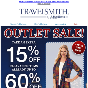 Hurry...Save an Extra 15% in Outlet ~ Ending Soon!