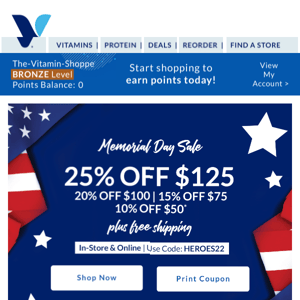Memorial Day Sale: up to 25% Off