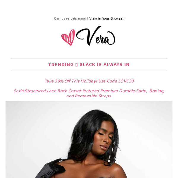 Satin Structured Lace Back Corset Black – Love, Vera