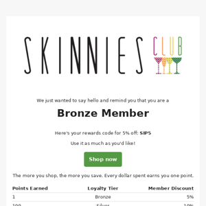 Skinnies Club Rewards