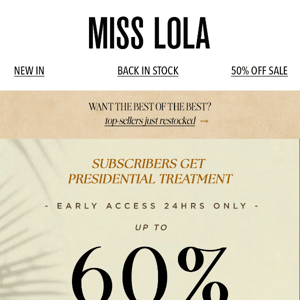 PRESIDENTIAL STATUS UNLOCKED:  get up to 60% OFF 🔓💰