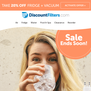 Don't Forget! 20% Off Fridge + Vacuum Filters Ends Soon