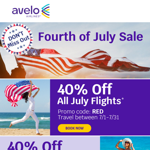 ️🤍💙 Reminder THREE promo codes for YOU Avelo Airlines