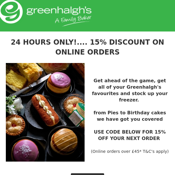 24 HOURS ONLY...... 15% OFF ONLINE ORDERS ☀