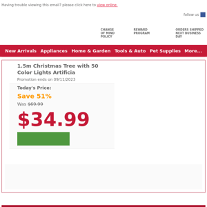 [Email Only] It is $34.99, 1.5m Christmas Tree!